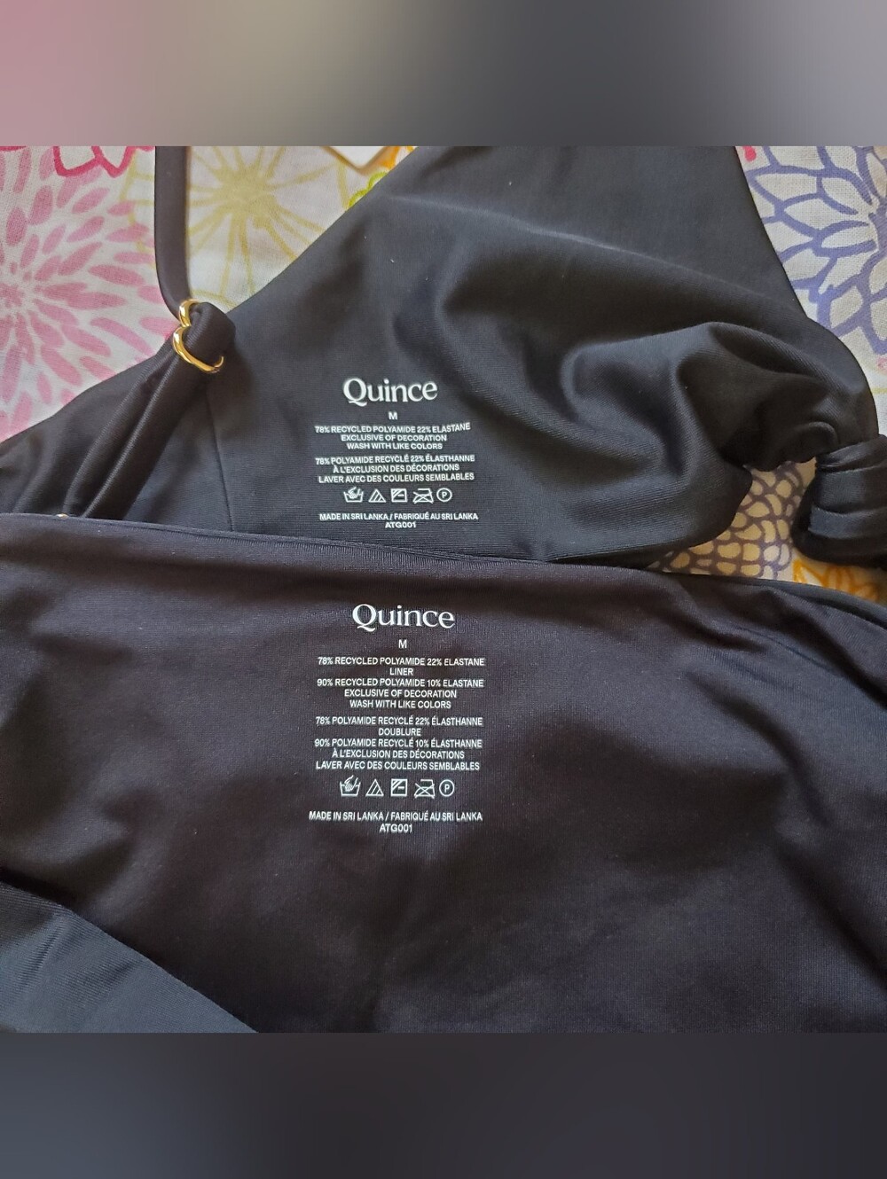 Quince Italian Knotted Triangle Bikini Top High Rise High Leg Bottom Set Size M - Picture 3 of 5